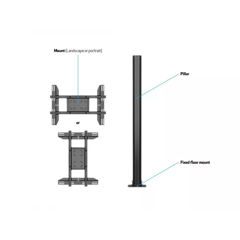 Multibrackets M Display Stand 180 Simples Preto com montagem no chão