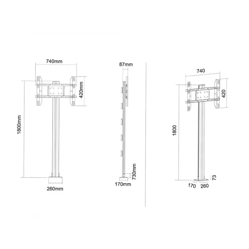 Multibrackets M Display Stand 180 Simples Preto com montagem no chão