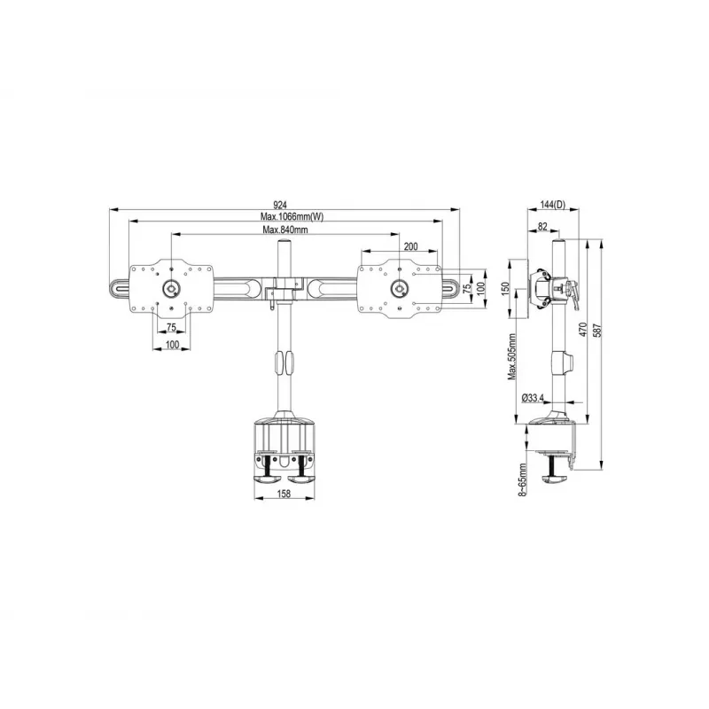 Multibrackets M VESA Desktopmount Duplo Fixação de mesa 24