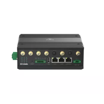 D-Link Gateway 5G IIoT, gateway móvel, preto, Gigabit Ethernet, 10,100,1000 Mbit/s, 802.11a, 802.11b, 802.11g, Wi-Fi 4 (802.11n), Wi-Fi 5 (802.11ac), 300,866 Mbit/s