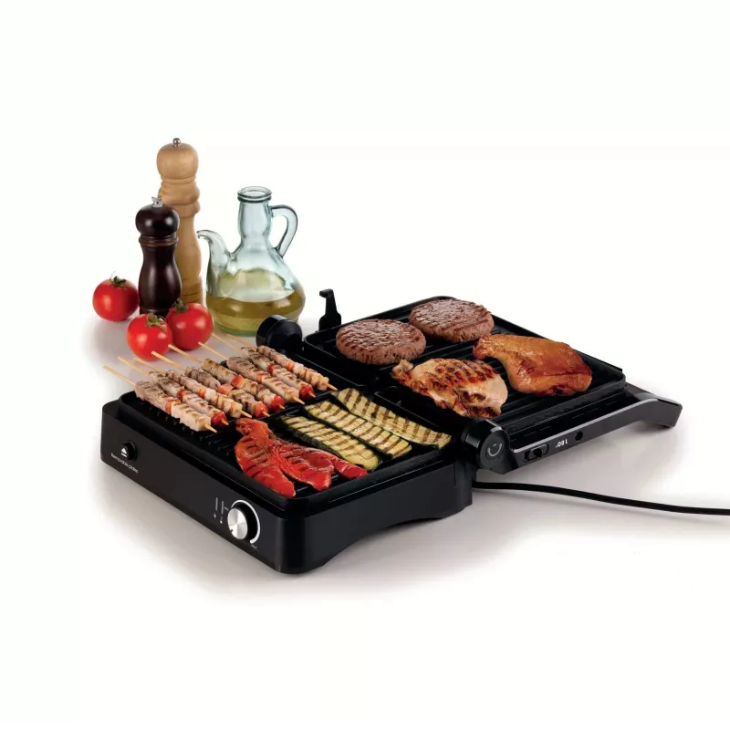 Ariete 1934 MetalGrill 3em1, grelhador elétrico para grelhar misto, 2000 W, 3 modos de cozedura, placas antiaderentes, prateado/preto