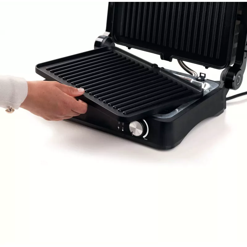 Ariete 1934 MetalGrill 3em1, grelhador elétrico para grelhar misto, 2000 W, 3 modos de cozedura, placas antiaderentes, prateado/preto