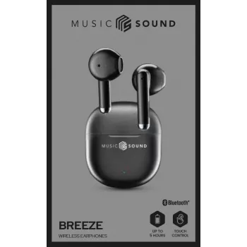 Music Sound Breeze Auscultadores Bluetooth de cápsula com estojo colorido
