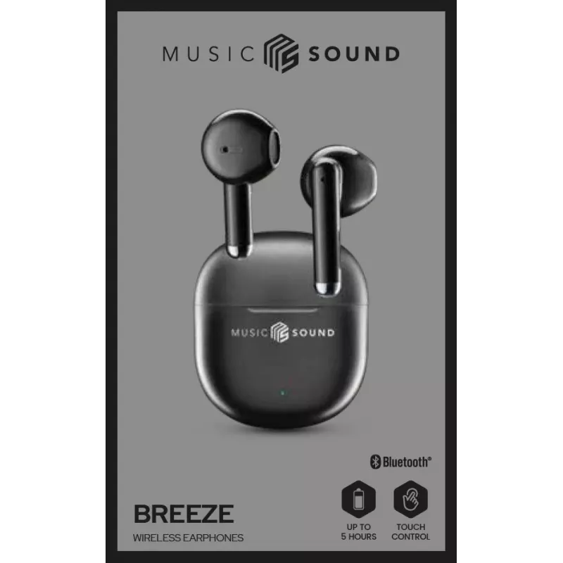 Music Sound Breeze Auscultadores Bluetooth de cápsula com estojo colorido