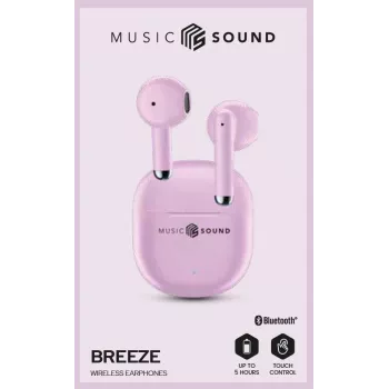 Music Sound Breeze Auscultadores Bluetooth de cápsula com estojo colorido