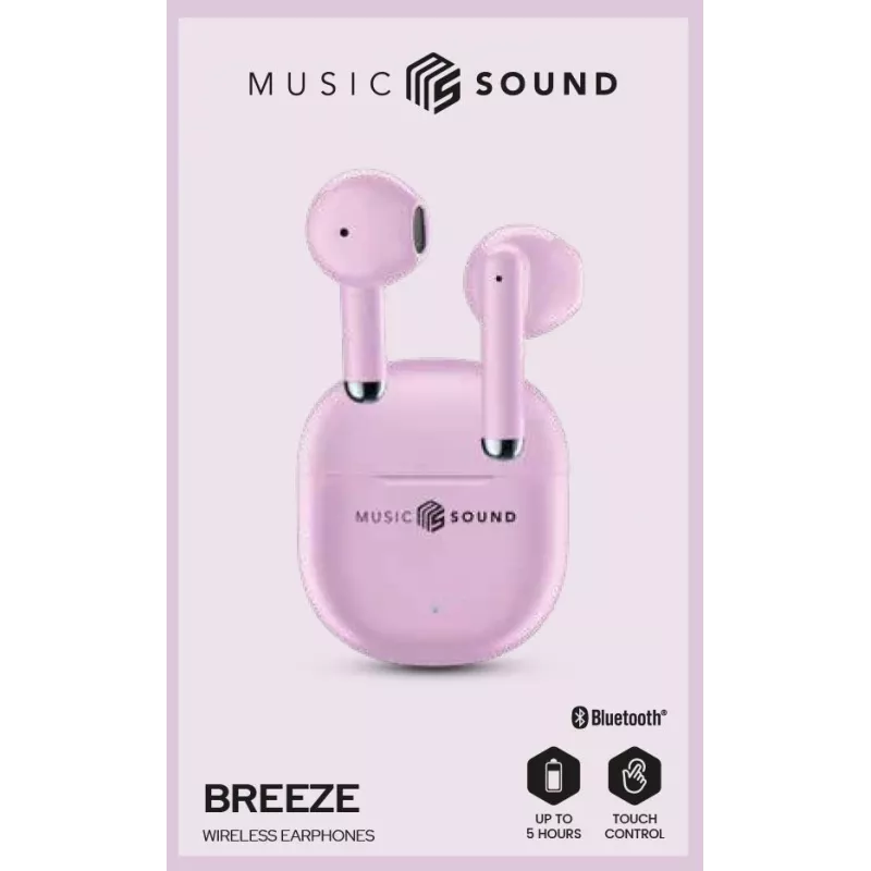 Music Sound Breeze Auscultadores Bluetooth de cápsula com estojo colorido