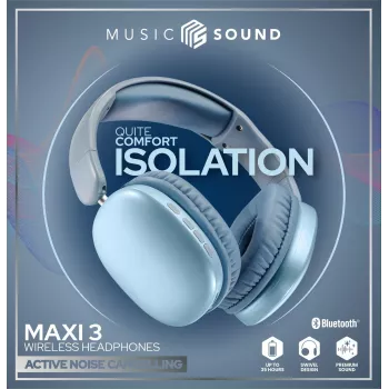 Music Sound MAXI3 MAXI3 Auscultadores over-ear sem fios com cancelamento ativo de ruído