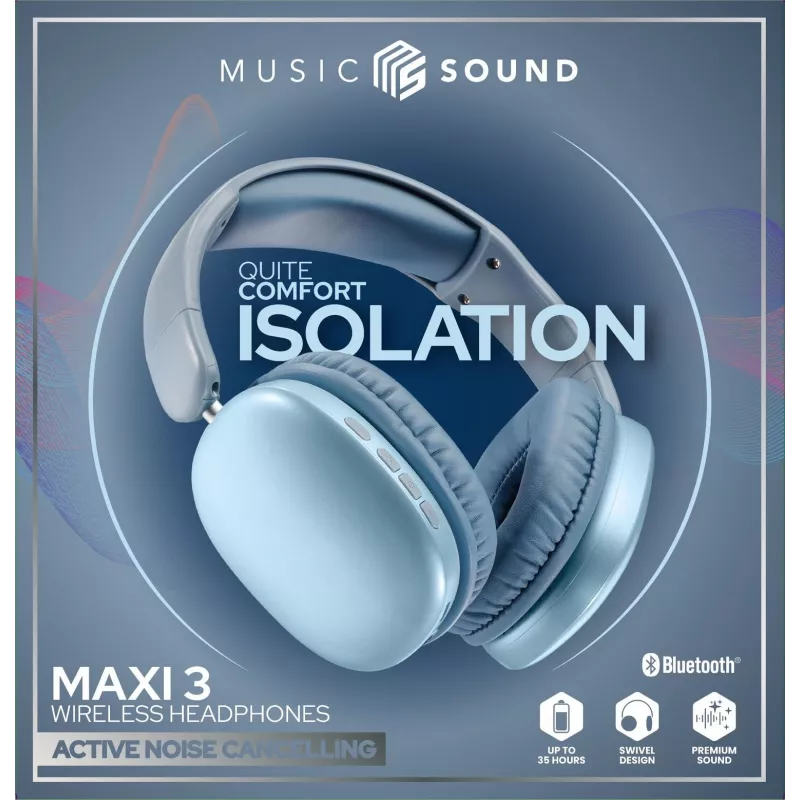 Music Sound MAXI3 MAXI3 Auscultadores over-ear sem fios com cancelamento ativo de ruído
