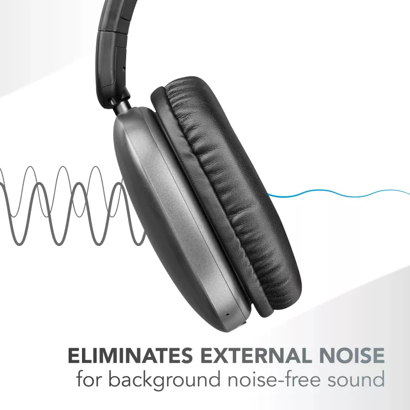 Music Sound MAXI3 MAXI3 Auscultadores over-ear sem fios com cancelamento ativo de ruído: experiência de audição imersiva e sem distrações, até 35 horas de autonomia. Design moderno, conforto, estilo e som potente e revolucionário.
