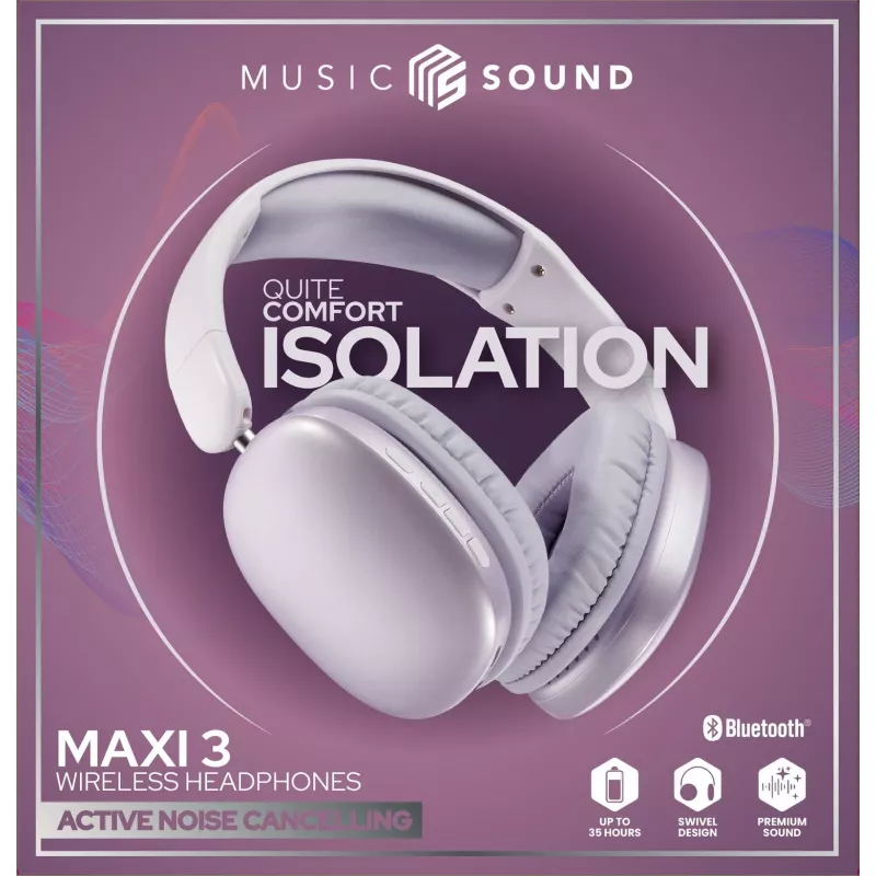 Music Sound MAXI3 MAXI3 Auscultadores over-ear sem fios com cancelamento ativo de ruído
