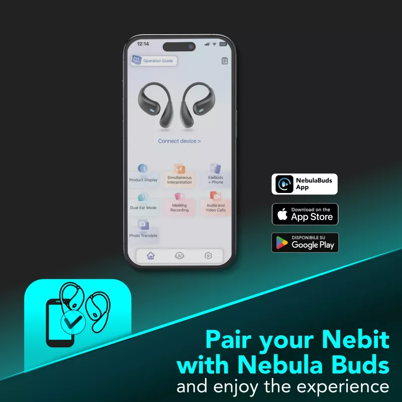 Cellularline Nebit – TWS Translator NEBIT Auscultadores TWS com função de tradução em tempo real