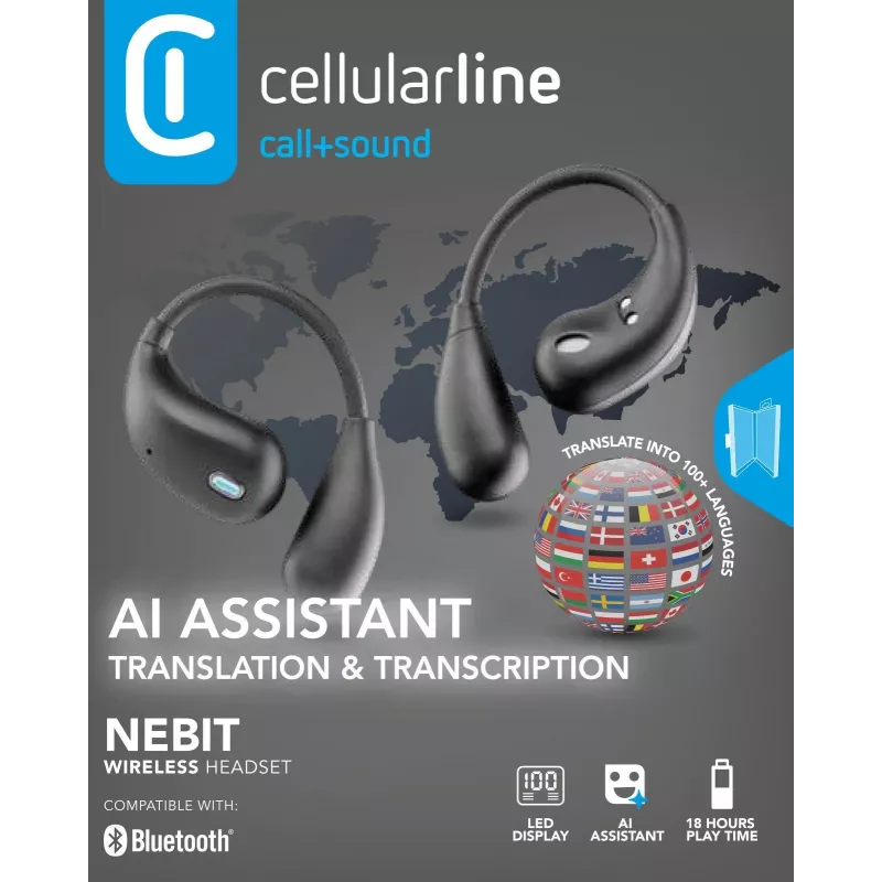 Cellularline Nebit – TWS Translator NEBIT Auscultadores TWS com função de tradução em tempo real