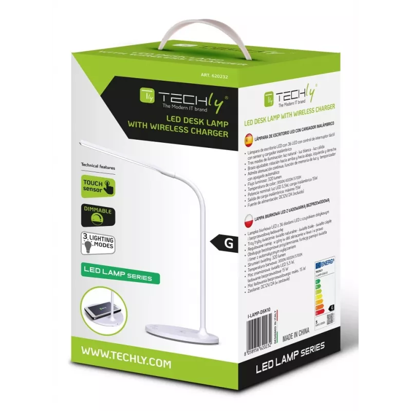 Techly I-LAMP-DSK10 Candeeiro de mesa Lâmpada não substituível 5,5 W LED G branco