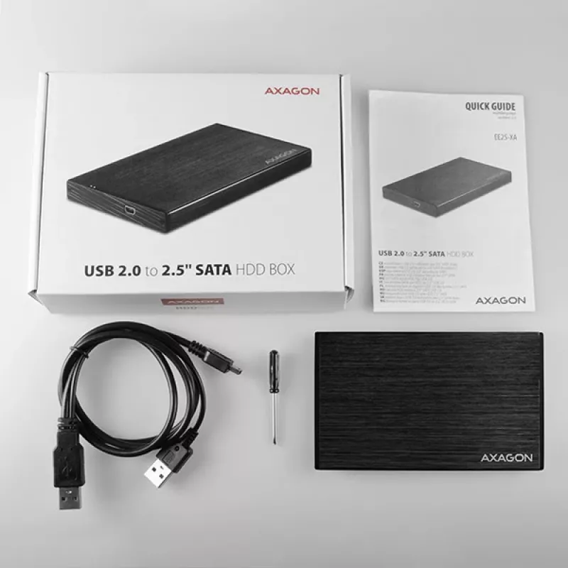AXAGON EE25-XA - Caixa para HDD / SSD - 2,5 polegadas - SATA - Serial ATA II - Serial ATA III - 0,48 Gbit/s - Conectividade USB - Preto