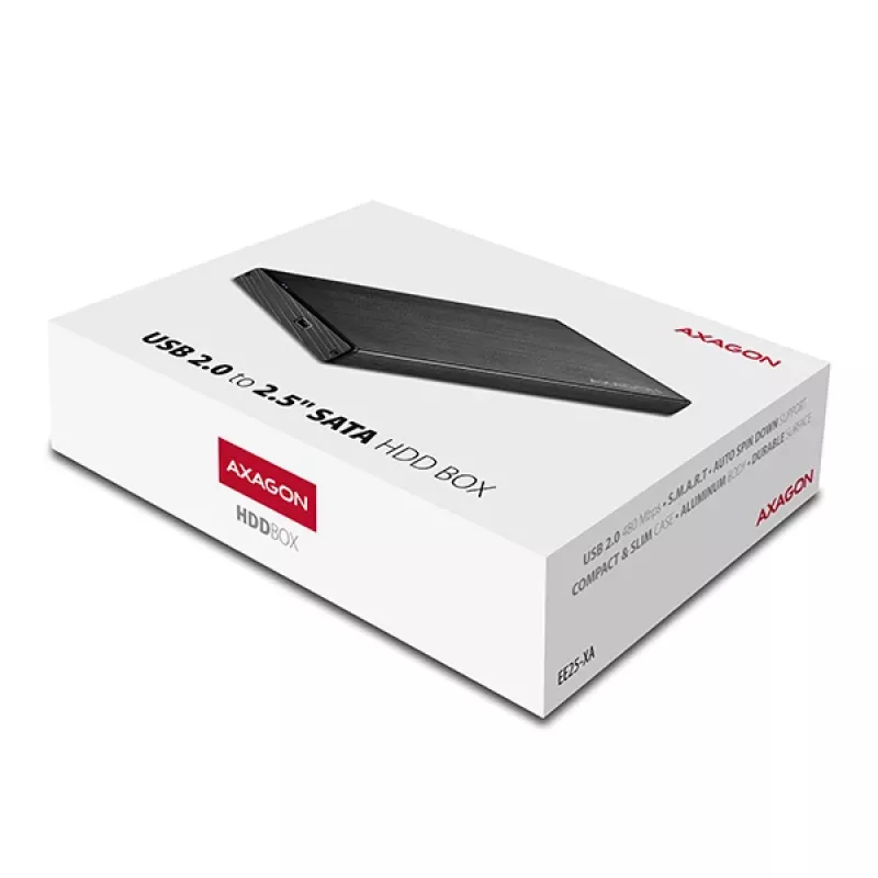 AXAGON EE25-XA - Caixa para HDD / SSD - 2,5 polegadas - SATA - Serial ATA II - Serial ATA III - 0,48 Gbit/s - Conectividade USB - Preto