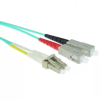 Cabo de rede de fibra ótica ACT 1 metro LSZH Multimodo 50/125 OM3 Duplex com fichas LC e SC