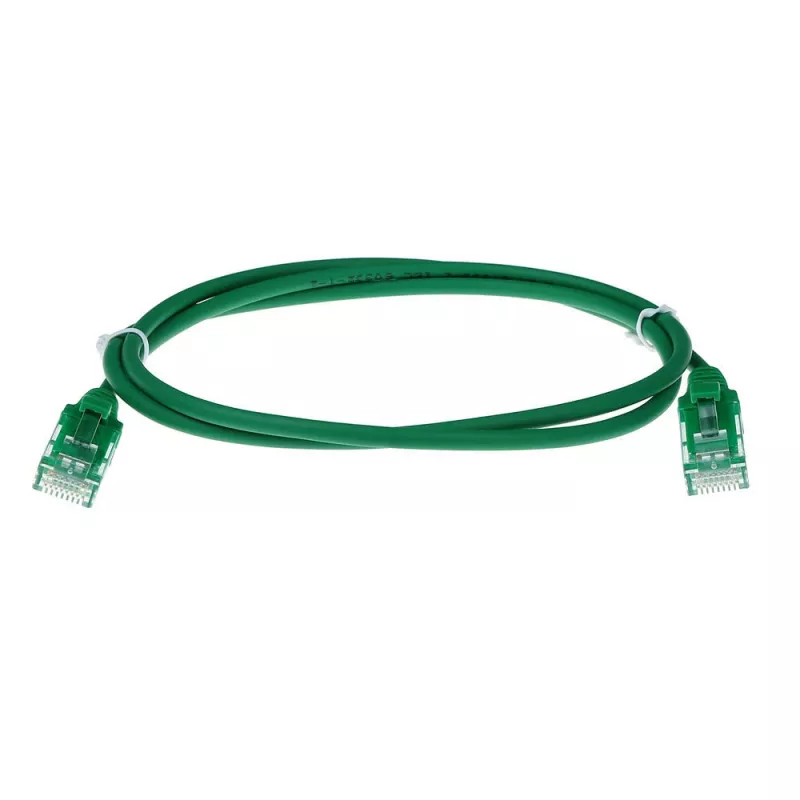 ACT Cabo de patch slimline para datacenter LSZH U/UTP CAT6 verde de 10 metros sem patilha com fichas RJ45