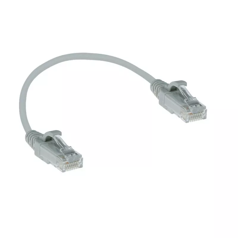 ACT Cabo de patch slimline para datacenter LSZH U/UTP CAT6 cinzento de 0,15 metros sem patilha com fichas RJ45