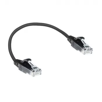 ACT Cabo de patch slimline para datacenter LSZH U/UTP CAT6 preto de 0,15 metros sem patilha com fichas RJ45