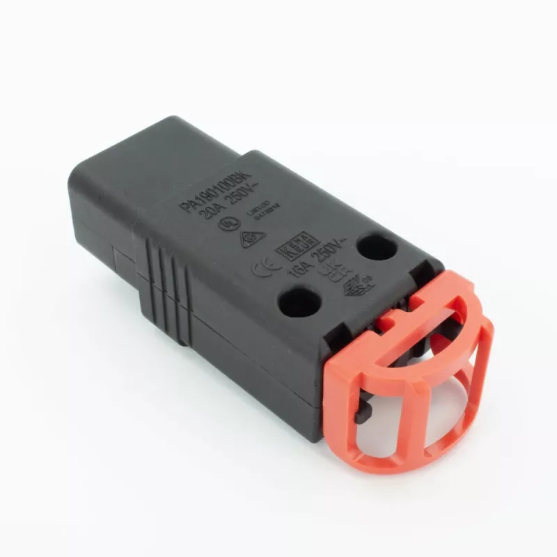 ACT C19 IEC Lock+ reconectável preto, PA190100BK, C19, reto, conector fêmea, 250 V, 16 A, preto, vermelho