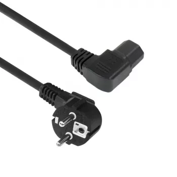 Cabo de alimentação ACT ficha CEE7/7 (angular) - C15 (angular à esquerda) IEC60320 preto 2 m