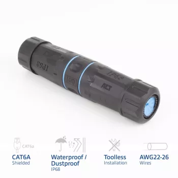 ACT SD6521 Acoplador de cabo CAT6A para exterior IP68