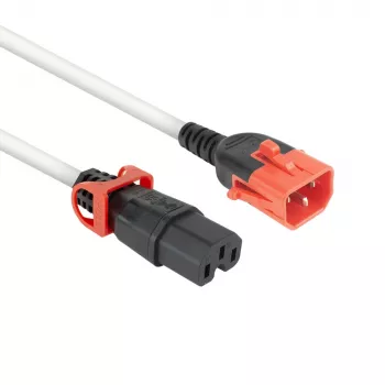 Cabo de alimentação ACT C14 IEC Lock+ Dual Locking - C15 IEC Lock+ branco 2 m, PC3875