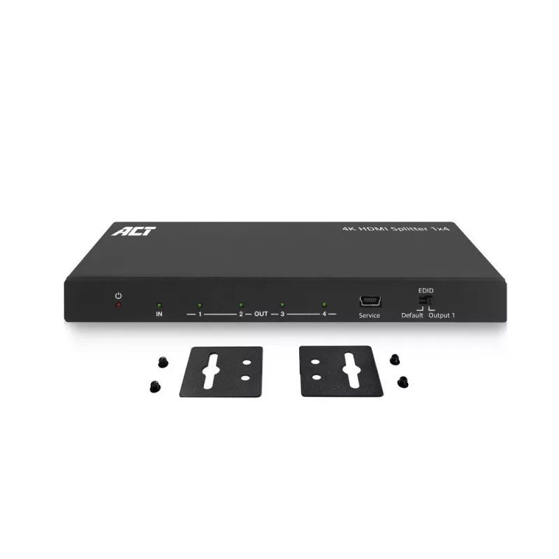 Splitter HDMI 4K ACT, 1 para 4, suporte EDID, HDMI, 4x HDMI, 3840 x 2160 píxeis, preto, 4K Ultra HD, 10,2 Gbit/s