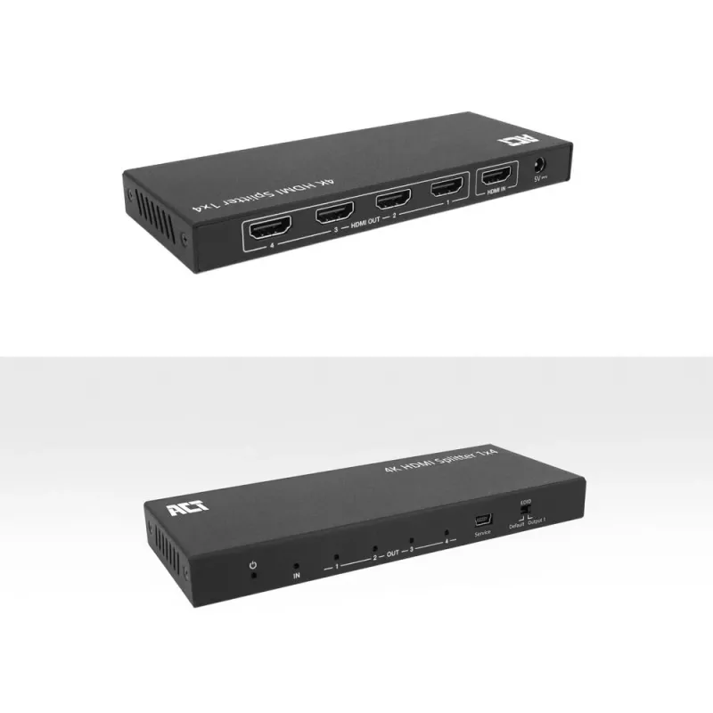 Splitter HDMI 4K ACT, 1 para 4, suporte EDID, HDMI, 4x HDMI, 3840 x 2160 píxeis, preto, 4K Ultra HD, 10,2 Gbit/s