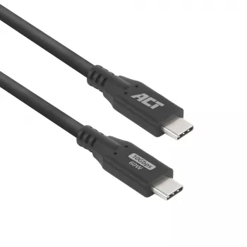 Cabo USB 3.0 10Gbps 60W USB Type-C ACT, 1 metro, 1 m, USB C, USB C, USB 3.2 Gen 2 (3.1 Gen 2), 10 Gbit/s, preto