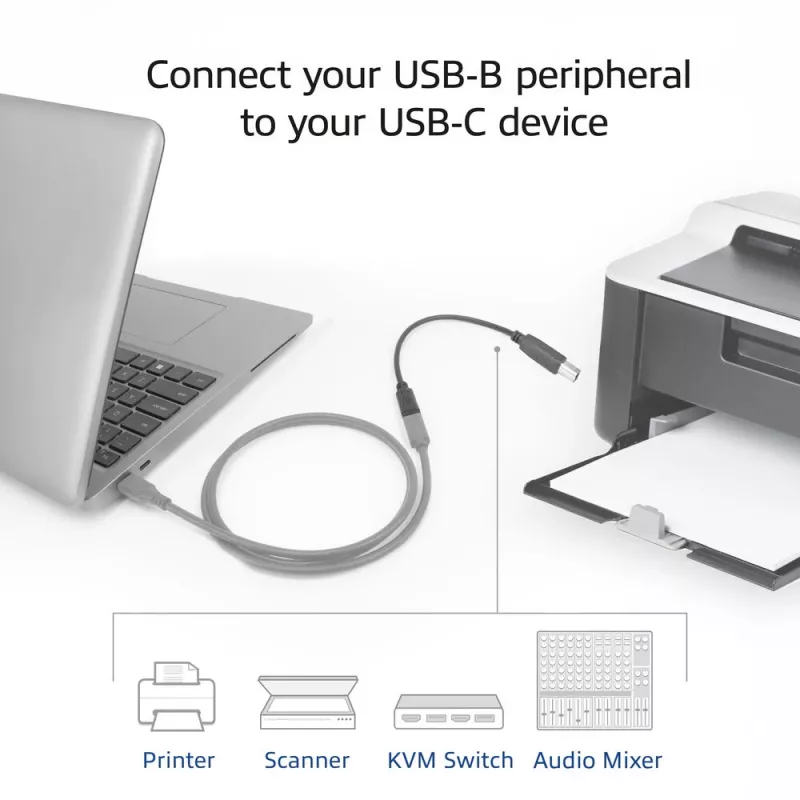 Cabo adaptador ACT USB-C fêmea para USB-B 2.0 impressora 0,2 m