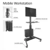Estação de trabalho móvel ACT para um monitor, com suporte para CPU, apoio para teclado e rato
