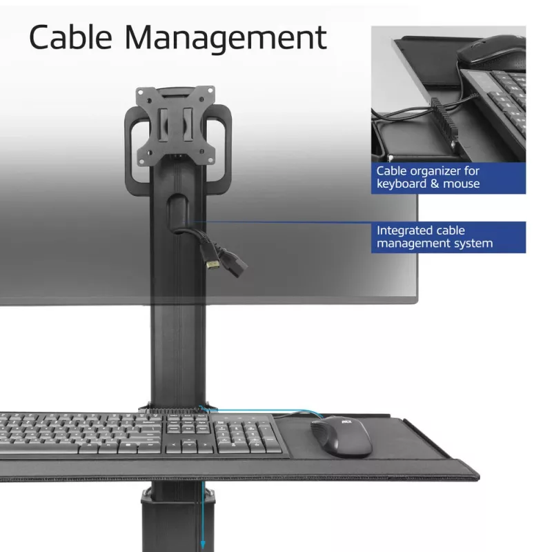 Estação de trabalho móvel ACT para um monitor, com suporte para CPU, apoio para teclado e rato