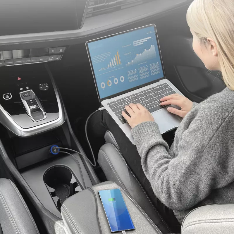Carregador de automóvel USB-C de 2 portas com carregamento rápido 95W ACT com Power Delivery PPS, Quick Charge e GaNFast