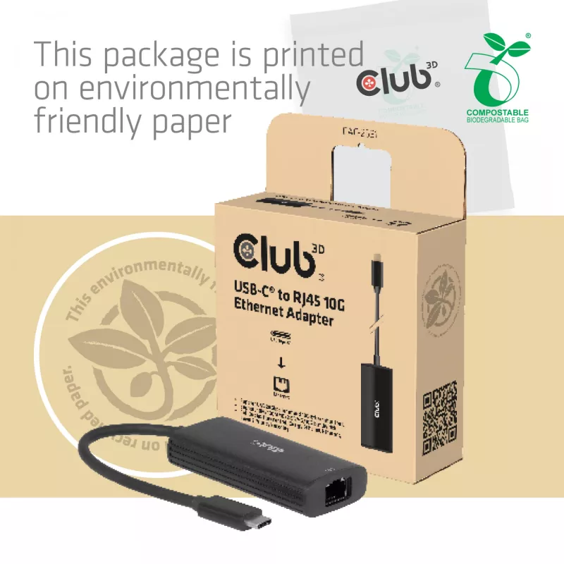 Club3D CAC-2531 Adaptador de USB-C para RJ45 Ethernet 10 Gbps