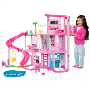 Barbie Dreamhouse casa de bonecas com piscina e escorrega - mais de 75 peças (HMX10)