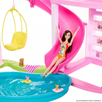 Barbie Dreamhouse casa de bonecas com piscina e escorrega - mais de 75 peças (HMX10)