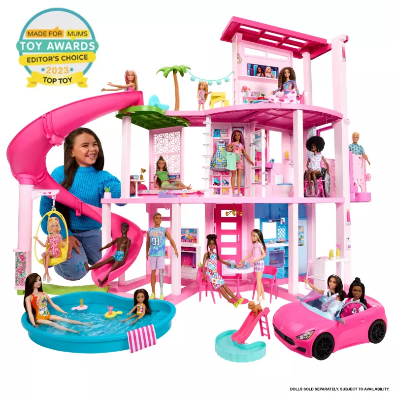 Barbie Dreamhouse casa de bonecas com piscina e escorrega - mais de 75 peças (HMX10)