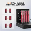 AXAGON ADSA-M2C44 USB4 40Gbps Estação de Ancoragem M.2 NVMe SSD de 4 Baías com Função de Clonagem Offline, Alumínio, Arrefecimento Ativo