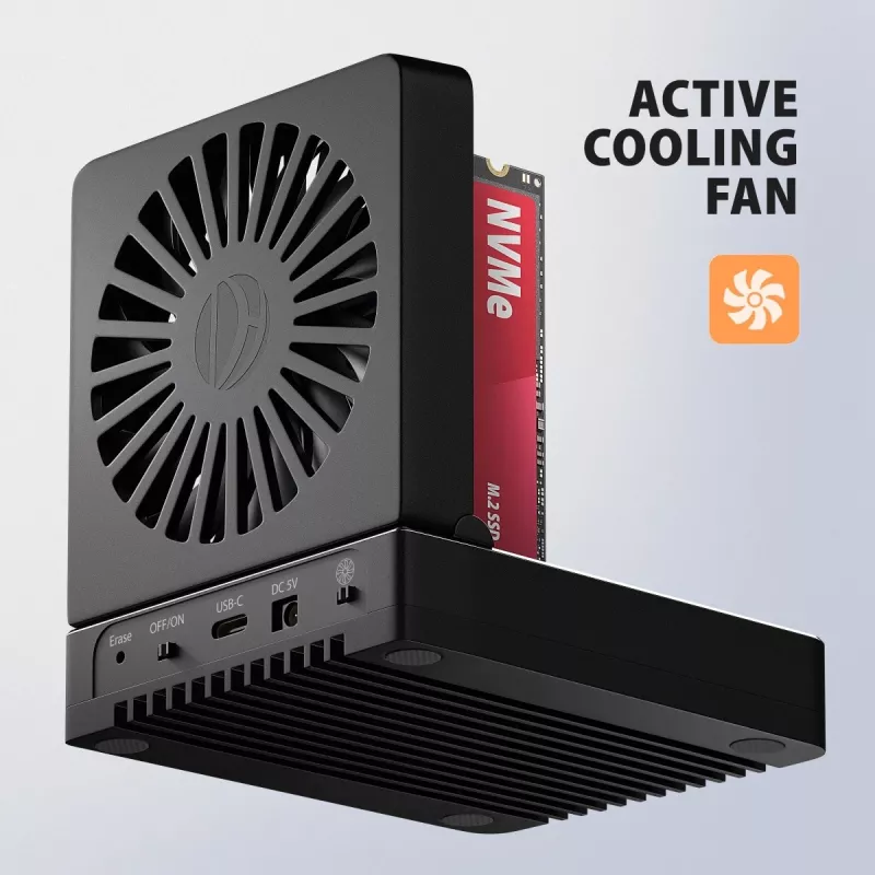 AXAGON ADSA-M2C44 USB4 40Gbps Estação de Ancoragem M.2 NVMe SSD de 4 Baías com Função de Clonagem Offline, Alumínio, Arrefecimento Ativo