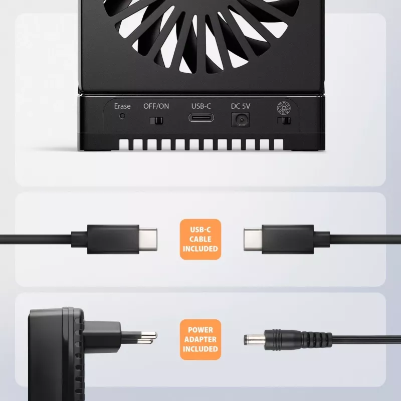 AXAGON ADSA-M2C44 USB4 40Gbps Estação de Ancoragem M.2 NVMe SSD de 4 Baías com Função de Clonagem Offline, Alumínio, Arrefecimento Ativo