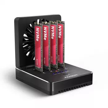 AXAGON ADSA-M2C44 USB4 40Gbps Estação de Ancoragem M.2 NVMe SSD de 4 Baías com Função de Clonagem Offline, Alumínio, Arrefecimento Ativo