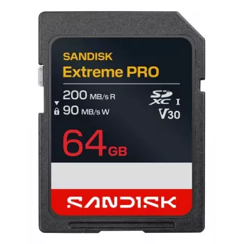 SanDisk Extreme PRO SDXC UHS-I 64GB Cartão de Memória 200MB/s V30 U3