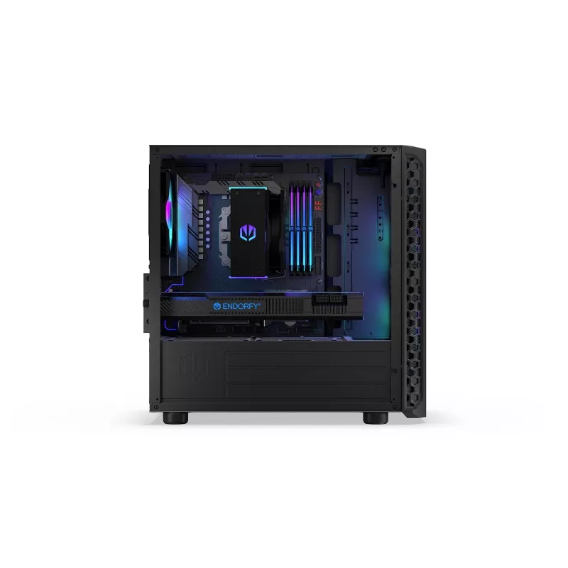 Caixa de PC Endorfy Signum M30 ARGB — Micro Tower mATX, frente em malha, 3x ventoinhas ARGB de 120 mm, vidro temperado, USB-C 20 Gb/s