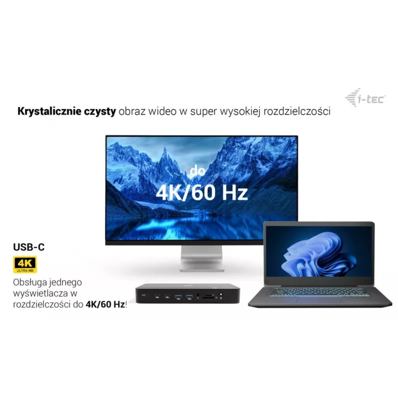 Estação de Acoplamento i-tec TB5 Triple Display, 2x Thunderbolt 5, DP 2.1, 6x USB, slot M.2 NVMe, 2,5G LAN, SD/microSD, Áudio, PD 140W