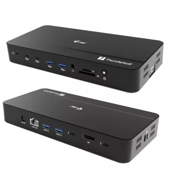 Estação de Acoplamento i-tec TB5 Triple Display, 2x Thunderbolt 5, DP 2.1, 6x USB, slot M.2 NVMe, 2,5G LAN, SD/microSD, Áudio, PD 140W