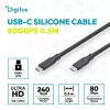 Cabo de Silicone DIGITUS USB4 Versão 2.0 USB-C para USB-C 80Gbps 240W 16K 0,5m Preto AK-300350-005-S