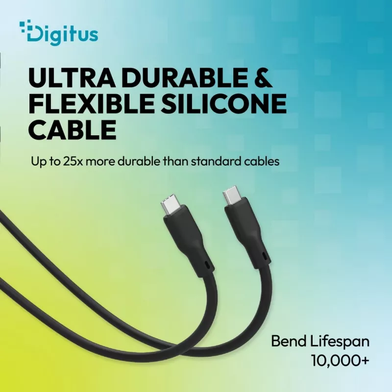 Cabo de Silicone DIGITUS USB4 Versão 2.0 USB-C para USB-C 80Gbps 240W 16K 0,5m Preto AK-300350-005-S