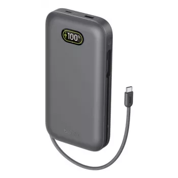 Power Bank para Portátil Belkin UltraCharge Pro 27K 27000mAh 240W com cabo USB-C integrado e ecrã digital, Antracite