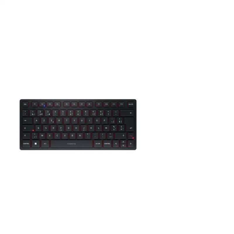 Teclado compacto sem fios CHERRY KW 9200 MINI, recarregável, 2,4 GHz + Bluetooth + USB-C, preto (AZERTY belga) JK-9250BE-2